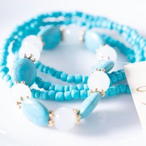 Turquoise blue and white fantasy bracelet